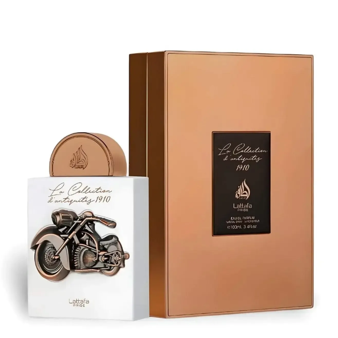 La Collection 1910 Bike Lattafa Pride packaging rose gold colour boxes side by side closeup