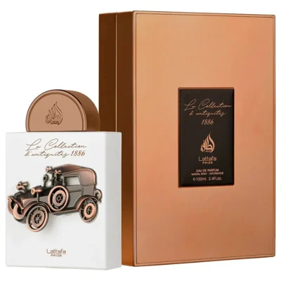 La Collection 1886 Car edp pembungkusan dekat kaca paparan putih sudut sisi