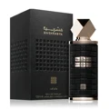 Mashrabya Lattafa edp black stylish packaging white background closeup side view