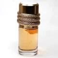 Musamam Intense Lattafa gold edp fragrance white background side view slightly angled