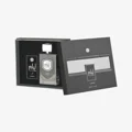 Liam Grey Lattafa edp sleek black packaging white background closeup glass