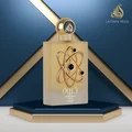 Tharwah Gold Lattafa Pride edp fragrance elegant glass golden atom design packaging closeup front