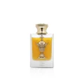 Al Areeq Gold Lattafa Pride edp perfume bottle white background closeup front golden