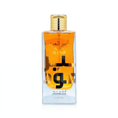 botol kaca segi empat Ameer Al Oudh Intense Lattafa edp tutup emas