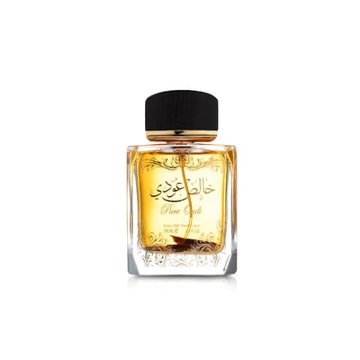 Khalis Pure Oudi Lattafa edp perfume botol kaca segiempat dekat