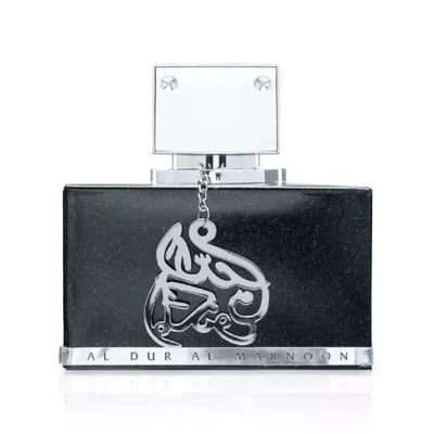 Botol kaca hitam Al Dur Al Maknoon Silver Lattafa edp dekat