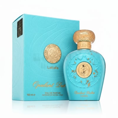 Opulent Dubai Lattafa unisex perfume botol, kotak biru gold mewah