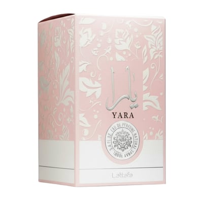 Yara Lattafa pink floral box eau de parfum natural spray women fragrance packaging closeup side