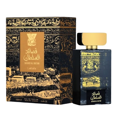 Lattafa Qasaed Al Sultan EDP lelaki botol & kotak hitam emas