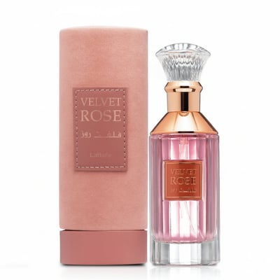 Velvet Rose Lattafa merah jambu unisex botol kristal kaca mewah, kotak