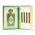 Queen Of Arabia Lattafa Pride green gold boxed set eau de parfum bottles inside open