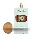 Lattafa Pride vintage radio eau de parfum gold cap light blue packaging closeup view front