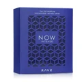 Now Intense Rave edp blue packaging white background closeup front side view