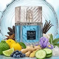 Lattafa Khamrah Waha Lattafa Perfumes 100ml EDP — A clear glass perfume bottle with a textured cap sits next to its blue