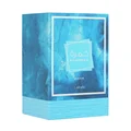 Lattafa Khamrah Waha Lattafa Perfumes 100ml EDP — A clear glass perfume bottle with a textured cap sits next to its blue