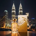 Afkaar Lattafa edp bottle and box urban skyline evening scene