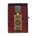 Ajwad Lattafa edp unisex bottle inside red box colorful motif dark background