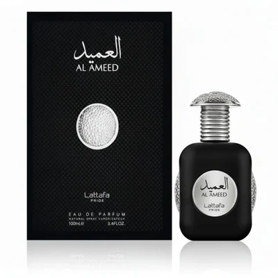 Al Ameed Lattafa edp botol matte hitam penutup perak