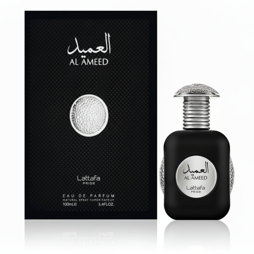 Al Ameed Lattafa edp botol matte hitam penutup perak