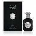 Al Ameed Lattafa edp black matte cologne silver cap white background packaging