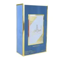 Ameer Al Arab Imperium Asdaaf edp blue packaging white background side view closeup