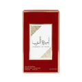 Ameerat Al Arab Lattafa women red gift box edp spray white background closeup