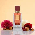 Ana Abiyedh Scarlet Lattafa edp women glass elegant orange brown bottles surrounded