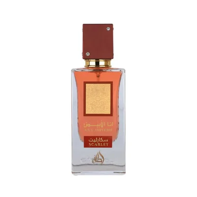 Ana Abiyedh Scarlet Lattafa edp women glass orange scent bottle closeup front