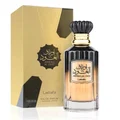 Awraq Al Oud Lattafa edp spray gold packaging next clear glass bottle
