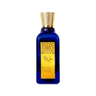 Azeezah Lattafa gold cap dark blue glass bottle fragrance