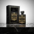Badee Al Oud for Glory Lattafa black elegant packaging marble surface water drops