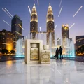 Badee Al Oud Honor Glory Lattafa white packaging marble floor night cityscape Malaysia