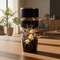 Asad Lattafa edp on wooden table modern living room setting black gold