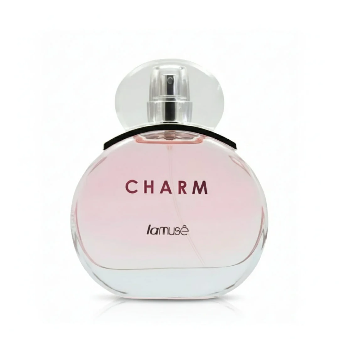 Charm LaMuse Lattafa edp fragrance bottle white background perfume
