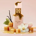 Eclaire Lattafa women edp pink gold packaging surrounded cubes and flower