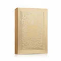 Fakhar Extrait Lattafa packaging gold color white background closeup side angled
