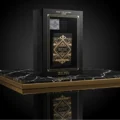 Badee Al Oud for Glory Lattafa edp black packaging on table top view side