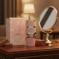 Yara Lattafa women edp fragrance pink elegant packaging on wooden dresser table next mirror