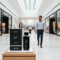 Hayaati Men Lattafa edp on display mall store surrounded walkway area nearby shops