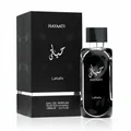 Hayaati Men Lattafa edp black fragrance packaging white background close up view