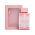 Badee Al Oud Noble Blush Lattafa pink fragrance packaging closeup front side