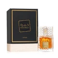 Khamrah Lattafa unisex edp perfume glass bottle box black white clean dark orange