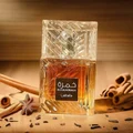 Khamrah Lattafa unisex edp glass crystal brown liquid square shaped bottle
