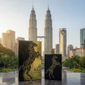 Lail Maleki Lattafa boxes marble table kuala lumpur cityscape skyline buildings palm trees