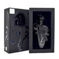 Maahir Black Edition Lattafa cologne gift box white background closeup side angle
