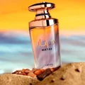 Mayar Lattafa edp woman fragrance glass crystal rose gold cap sand beach sunset