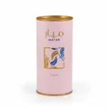 Mayar Lattafa edp pink cylindrical packaging white background closeup front gold trim leaves