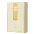 Angham Lattafa edp packaging cream colour white background closeup view