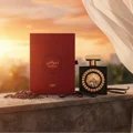 Nebras Lattafa edp women black elegant packaging sunset outdoor setting Malaysia model