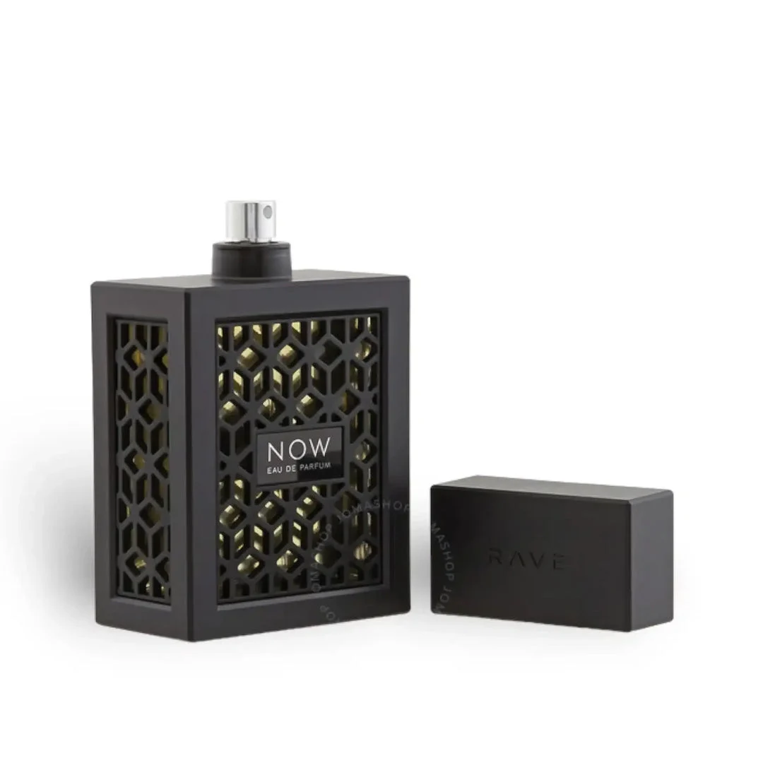Now Rave Lattafa edp black man fragrance spray sleek packaging design